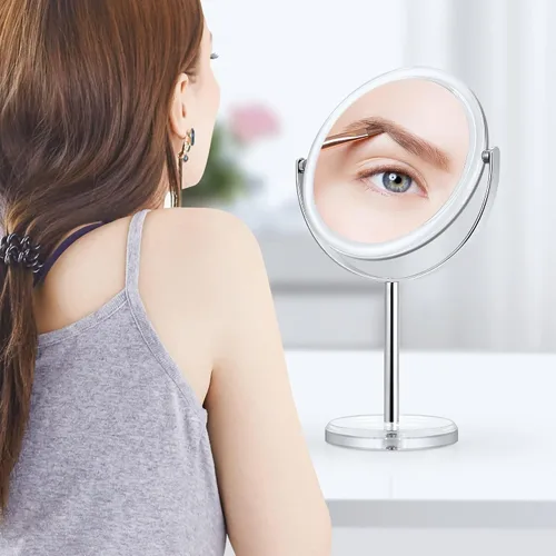 Vista 5 de MIYADIVA Espejo de maquillaje con aumento de 20X, espejo de aumento de doble cara 1X y 20X con soporte, espejo de tocador con aumento de mesa