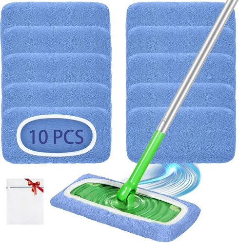 Vista 19 de Almohadillas de microfibra reutilizables compatibles con trapeador Swiffer Sweeper Mop Verde bosque