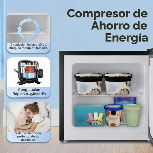 Vista 4 de Congelador vertical pequeño de 1.1 pies cúbicos, mini congelador compacto con estantes extraíbles, termostato ajustable, bisagra de puerta