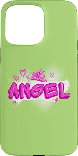 Vista 28 de iPhone 16 Angel y2k Aesthetic 2000s Millennial Nostalgia Pink Graffiti Case