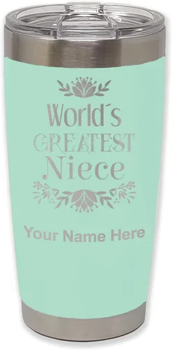 Vista 35 de LaserGram Vaso aislado al vacío de 20 onzas, con grabado personalizado incluido (negro)