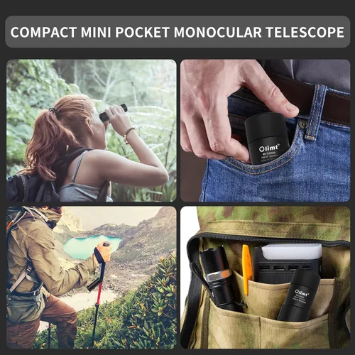 Vista 4 de Telescopio monocular de 10 x 25, tamaño compacto de bolsillo, impermeable, a prueba de niebla para observación de aves, senderismo, campamento