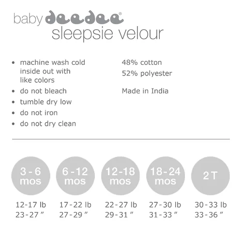 Vista 7 de baby deedee Pijama de terciopelo de manga larga sin pies, 1 pieza, algodón, 3-6 meses