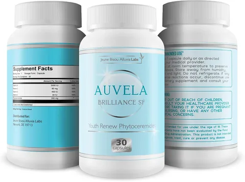 Vista 4 de Auvela Brilliance SF - Youth Renew Phytoceramides - Hidrata tu piel - Promueve una apariencia más juvenil y suavidad - Ayuda a prevenir la aparición