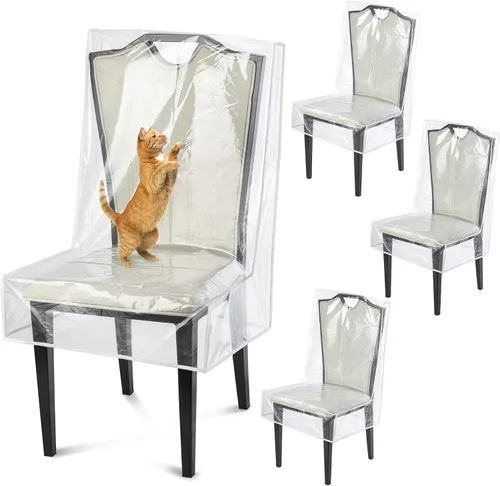 Vista 9 de Fundas para sillas de comedor, protectores impermeables para sillas de cocina, protector de asiento de silla de plástico transparente, mantén tu