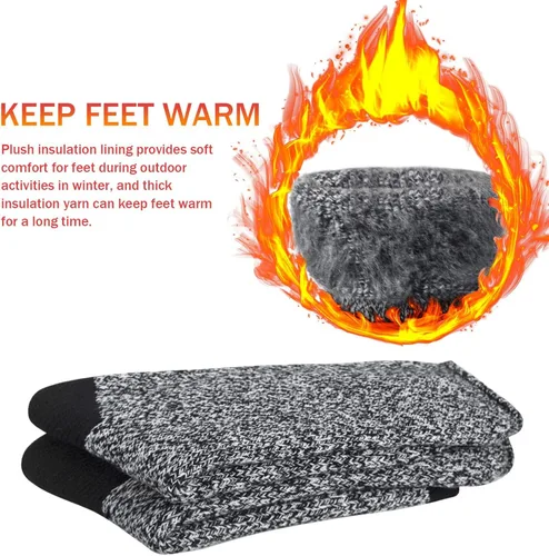 Vista 3 de 2-4 Pairs Thermal Socks for Men Thick Insulated Heated Socks Winter Warm Socks for Cold Weather