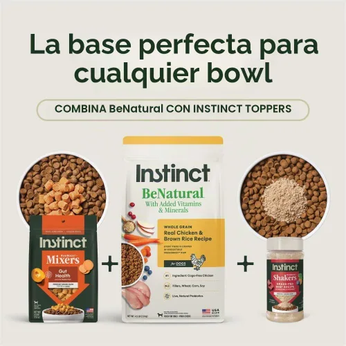 Vista 5 de Instinct Be Natural, alimento seco natural para perros, croquetas con recubrimiento crudo - pollo real y arroz integral, bolsa de 4.5 lb