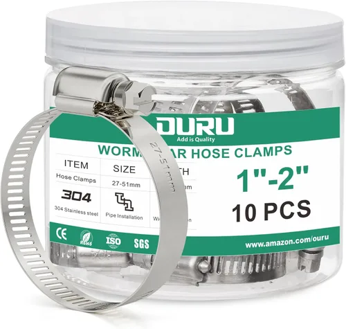 Vista 24 de OURU - Juego de 24 abrazaderas de manguera de acero inoxidable ajustables de 1/2"– 3/4" (13-19mm) con engranaje sinfín, abrazaderas de manguera
