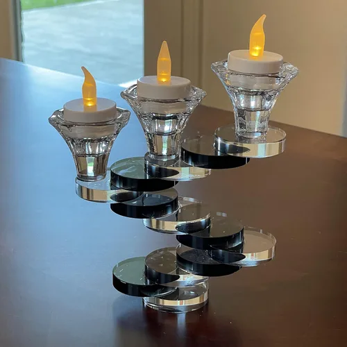 Vista 4 de Allgala Candelabro de cristal con diseño artístico de 3 tazas estilo bonsái - negro HD89132