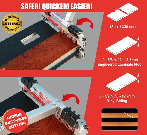 Vista 4 de CUTTEREX Heavy Duty 13" profesional cortador de piso de vinilo, pisos multicapa, parquet, paneles de pared de fibrocemento, base cóncava de goma