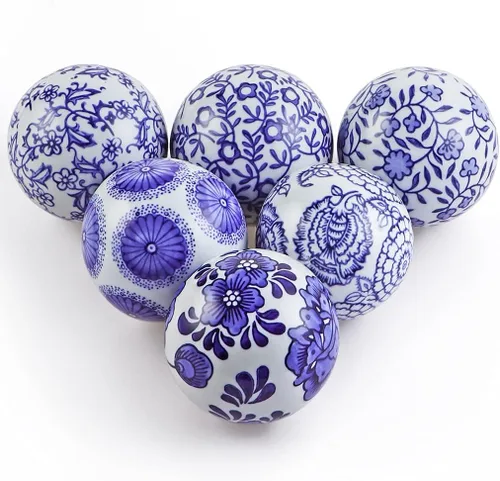 Vista 8 de Bolas decorativas de porcelana, juego de bolas de centro de mesa de 3 pulgadas, esferas de orbes de cerámica flotantes para cuenco, jarrón, cesta