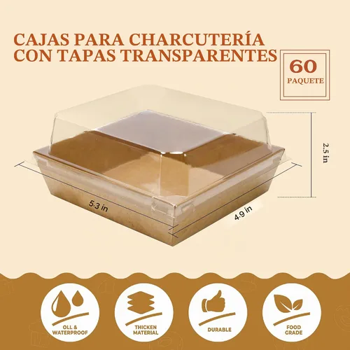 Vista 3 de NPLUX - Paquete de 60 cajas de pastoreo para llevar, color marrón, 5.3 x 4.9 x 2.5 pulgadas para barras de aperitivos