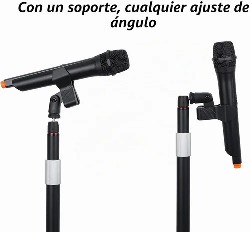 Vista 5 de Soporte de micrófono Hocoder con base pesada, soporte de micrófono de piso con altura ajustable de 18" a 63", soporte para cantar con soporte