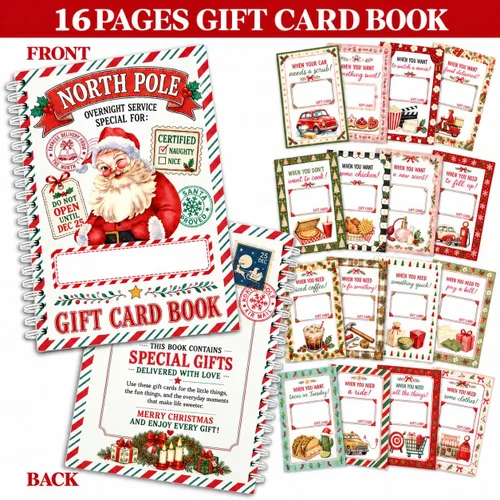 Vista 2 de Libro de tarjetas de Navidad de regalo para adultos, regalo vintage de Papá Papá Noel de Navidad