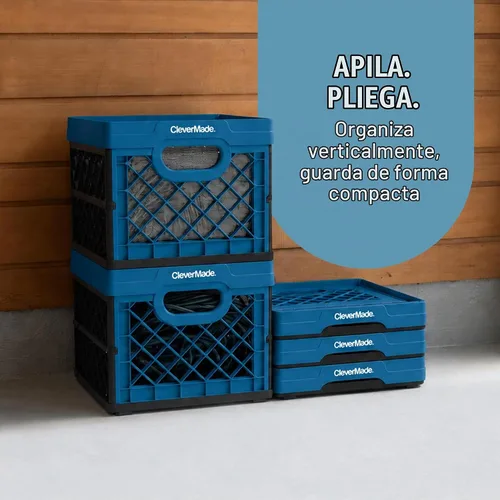 Vista 7 de CleverMade - Cajas de leche plegables para almacenamiento, 25 L, paquete de 3, 50 libras, océano