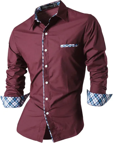 Vista 165 de jeansian - Camisas de manga larga de ajuste entallado para hombre (8397), con botones, informales y de vestir.