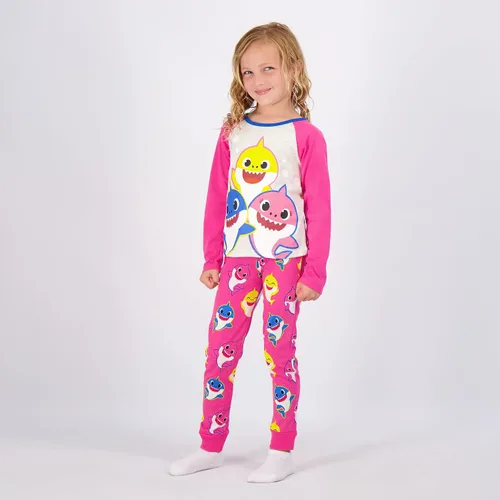 Vista 8 de Nickelodeon Baby Shark - Conjunto de camisa de manga larga y pantalones deportivos para bebés, niños pequeños y niños pequeños, color rosagris