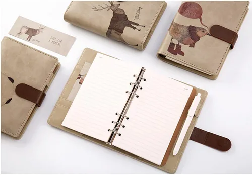 Vista 5 de ToiM Carpeta simple A6 para diario, cuaderno de cuero sintético, cuaderno de escritura, cuaderno suelto, cuaderno manual, bloc de notas, libros