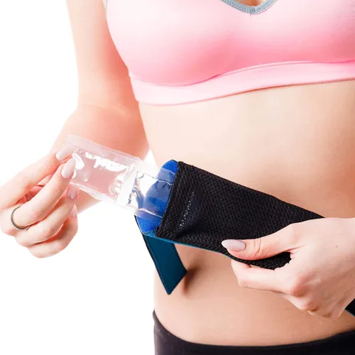 Vista 3 de Cool + Relief - Bandana refrescante para la bolsa de hielo, 16 x 2.5 x 0.8 pulgadas, con almohadillas frías (paquete de una) en azul