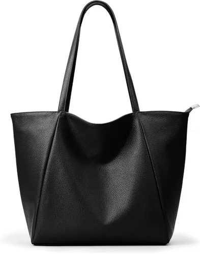 Vista 15 de KALIDI Bolso Tote Grande de Cuero Vegano para Mujer, Bolso de Hombro, Casual, con Cremallera, para Trabajo, Fin de Semana, Estilo Hobo, 23L