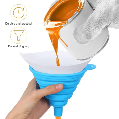 Vista 3 de Boao 50 paquetes de filtros de pintura de cono con puntas de filtro de 190 μm y 1 embudo de silicona, embudo de malla de nailon en forma de cono