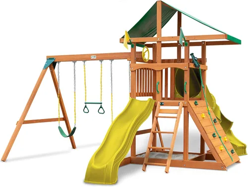 Vista 16 de Gorilla Playsets 01-0001-Y - Juego de columpio con pared de escalada ancha