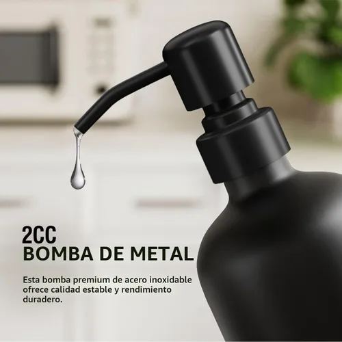Vista 4 de MOMEEMO Botellas reutilizables para champú y acondicionador con bandeja Negro Negro
