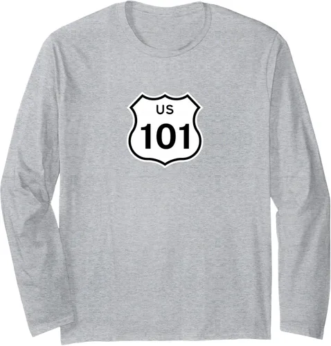 Vista 3 de Highway Sign - Camiseta de manga larga de EE.UU. Route 101, Negro