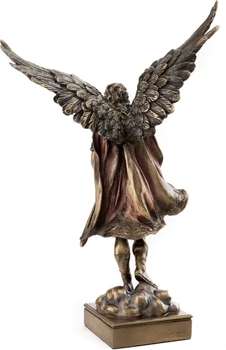 Vista 3 de Top Collection Estatua de Arcángel San Miguel, escultura de paz y justicia de San Miguel en bronce fundido en frío de primera calidad, figura