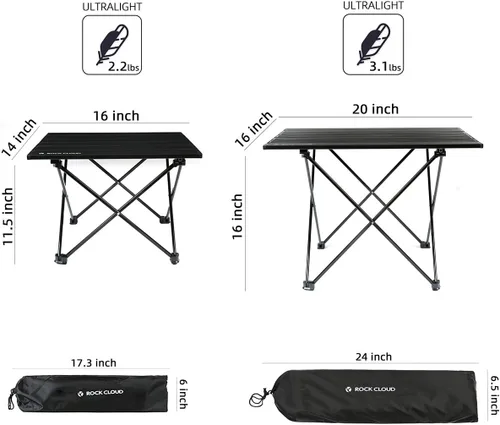 Vista 2 de ROCK CLOUD Mesa de campamento portátil de aluminio ultraligera, mesa de playa plegable para camping, senderismo, mochileros, picnic al aire libre