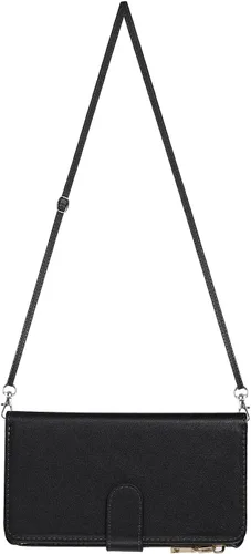 Vista 9 de Cavor Funda tipo cartera cruzada para Samsung Galaxy S22 Plus, color negro Funda de cuero con cierre magnético con cremallera y función atril TPU