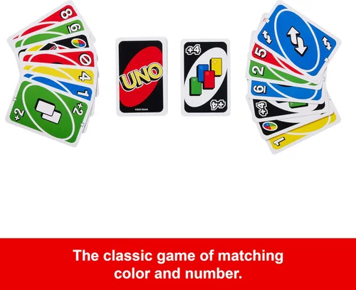 Vista 4 de Mattel Games Juego de cartas UNO para niños, adultos y noches y fiestas familiares, viajes y vacaciones, baraja accesible y personalizable
