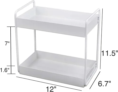 Vista 2 de Organizador de encimera de baño de 2 niveles, soporte para cosméticos, organizador de cosméticos, estante de almacenamiento de gabinete de cocina