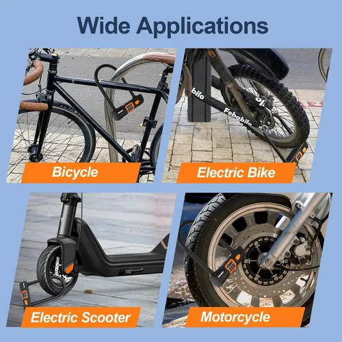 Vista 6 de Candados de bicicleta resistentes antirrobo, combinación de 4 dígitos con bloqueo de seguridad a prueba de cortes de 4 pies x 0.315 in, combo grande