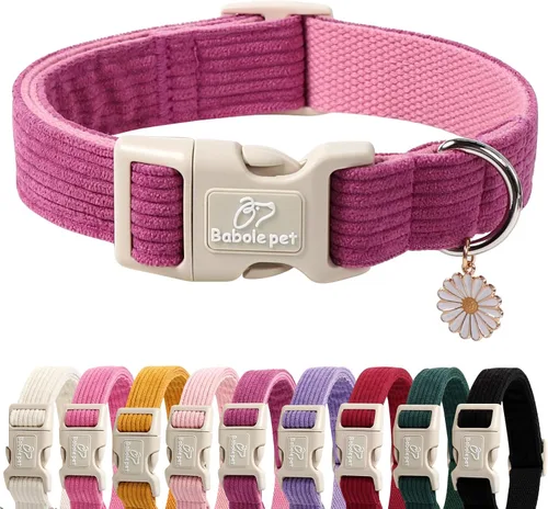 Vista 19 de Lindo Collar de Corduroy para Perro - Collar Ajustable Negro para Perros Pequeños de 4-10lbs, Resistente al Desvanecimiento con Cierre Seguro