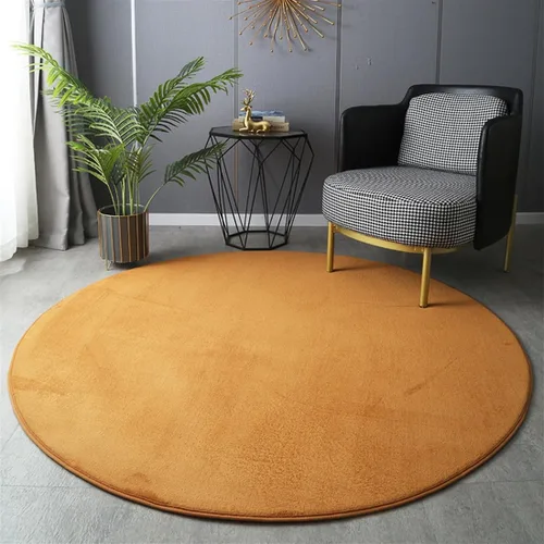 Vista 7 de Alfombra redonda sólida gruesa antideslizante, alfombra de felpa suave y esponjosa para sala de estar, dormitorio, habitación de los niños, Beige