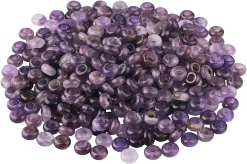 Vista 9 de SUNYIK 2 paquetes de 25 cuentas de cristal surtidas con agujero grande (0.236 pulgadas) Rondelle cuentas europeas para pulseras