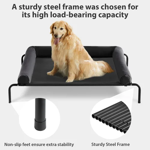 Vista 6 de RRPETHOME Cama Grande Elevada de Refrigeración para Perros, Cuna Elevada para Perros Grandes, Cama Elevada para Mascotas al Aire Libre, Cama