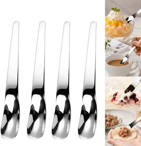 Vista 6 de Cuchara de postre de acero inoxidable con mango ergonómico largo