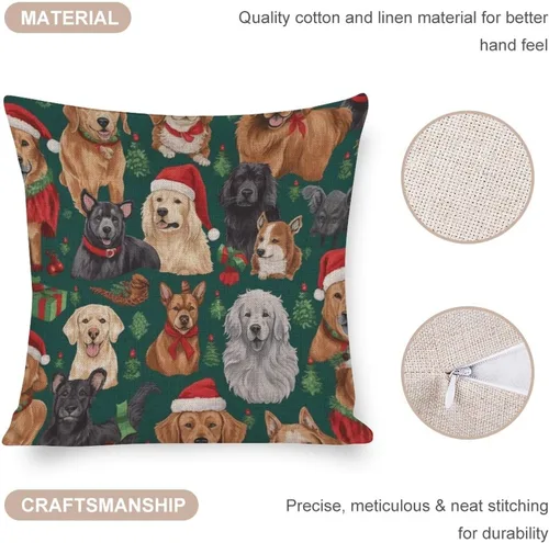 Vista 9 de Hellote - Funda de cojín de lino para sofá, dormitorio, automóvil, 16 x 16 pulgadas, decoración de invierno para el hogar Patrón 1