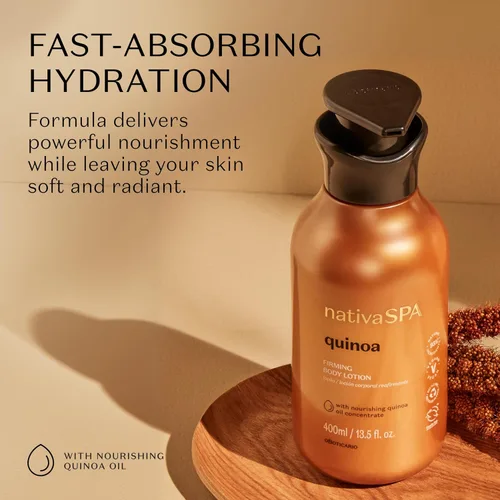Vista 2 de Nativa SPA by O Boticario Loción corporal hidratante de quinua, hidratante para la piel perfumada con gotas de quinua purificadas, 13.5 onzas