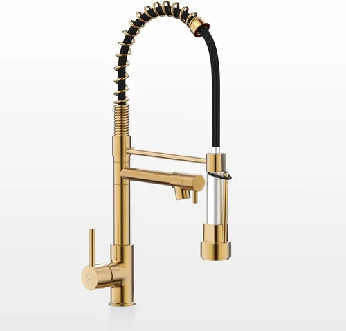 Vista 16 de Grifo de cocina con dispensador de jabón, grifos de fregadero de cocina de resorte de una sola manija con rociador desplegable y placa de cubierta