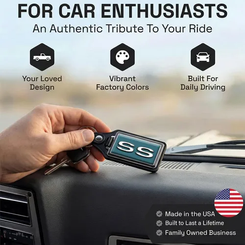 Vista 2 de Brotherhood Compatible con llavero de diseño de emblema SS Super Sport Turquesa azul