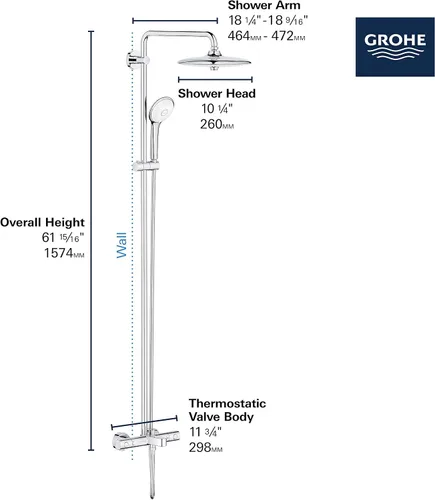 Vista 3 de GROHE 26177002 Euphoria 260 - Sistema termostático de baño/ducha, 1,75 gpm, cromado Starlight