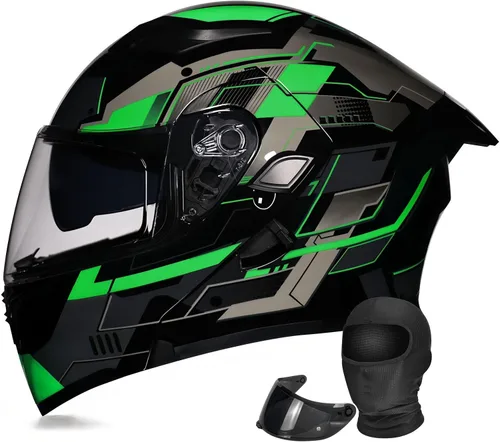 Vista 11 de Casco modular de motocicleta de cara completa aprobado por DOT con protector solar de doble visera, sistema de ventilación múltiple, forro lavable