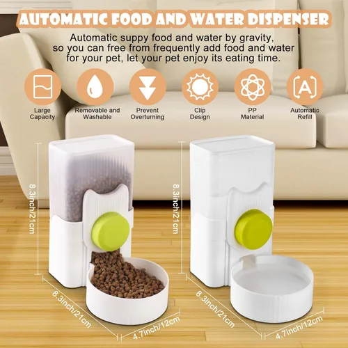 Vista 7 de Comedero automático para mascotas, contenedor de alimentos para colgar en jaula de gravedad automática de 1 litro, para perros y gatos pequeños