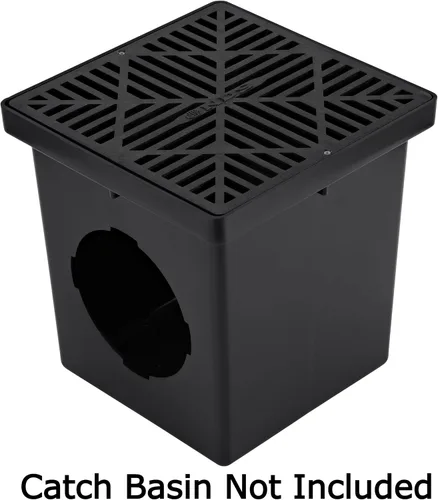 Vista 3 de NDS 1211G* Rejilla de drenaje cuadrada para lavabo, diseño de diamante, se adapta a drenaje de lavabo de 12 pulgadas, elevadores y adaptador de Negro