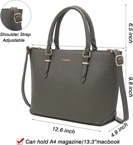 Vista 2 de YZAOLL Monederos para mujer de gran capacidad de cuero duro artificial, bolsos de hombro con doble asa