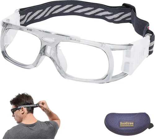 Vista 15 de Gafas deportivas – Gafas protectoras de baloncesto con lente extraíble y correa ajustable para gafas