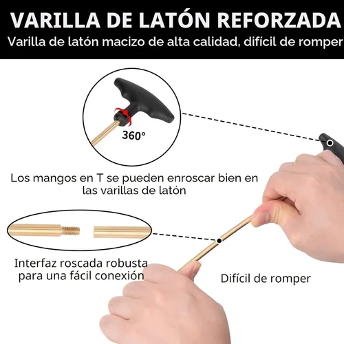 Vista 4 de BOOSTEADY Universal Handgun Cleaning kit .22,.357,.38,9mm,.45 Caliber Pistol Cleaning Kit Bronze Bore Brush and Brass Jag Adapter